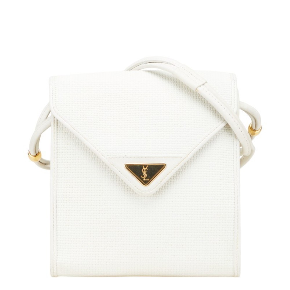 Saint Laurent Monogram Shoulder Bag White Leather By Saint Laurent